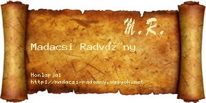 Madacsi Radvány névjegykártya